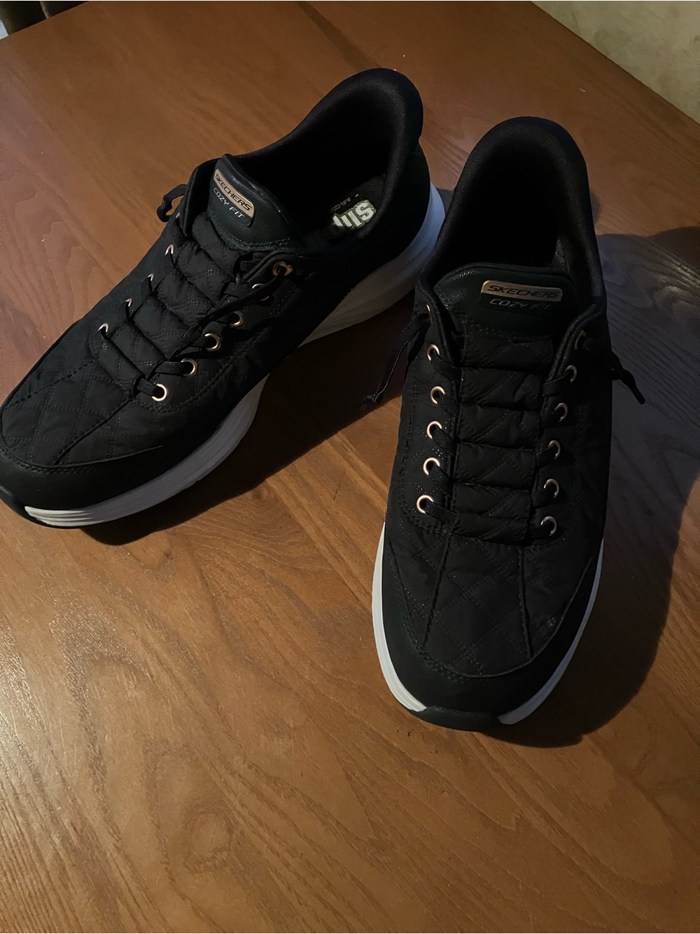 Skechers Hands Free Black Quilted Fabric Lace-Up Athletic Sneakers Size 11W